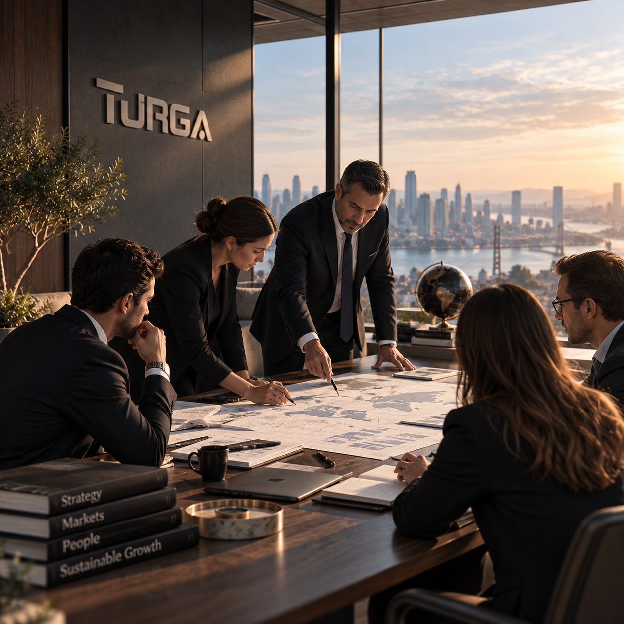 Turga yöneticileri uzmanlık ekipleriyle birlikte çalışırken